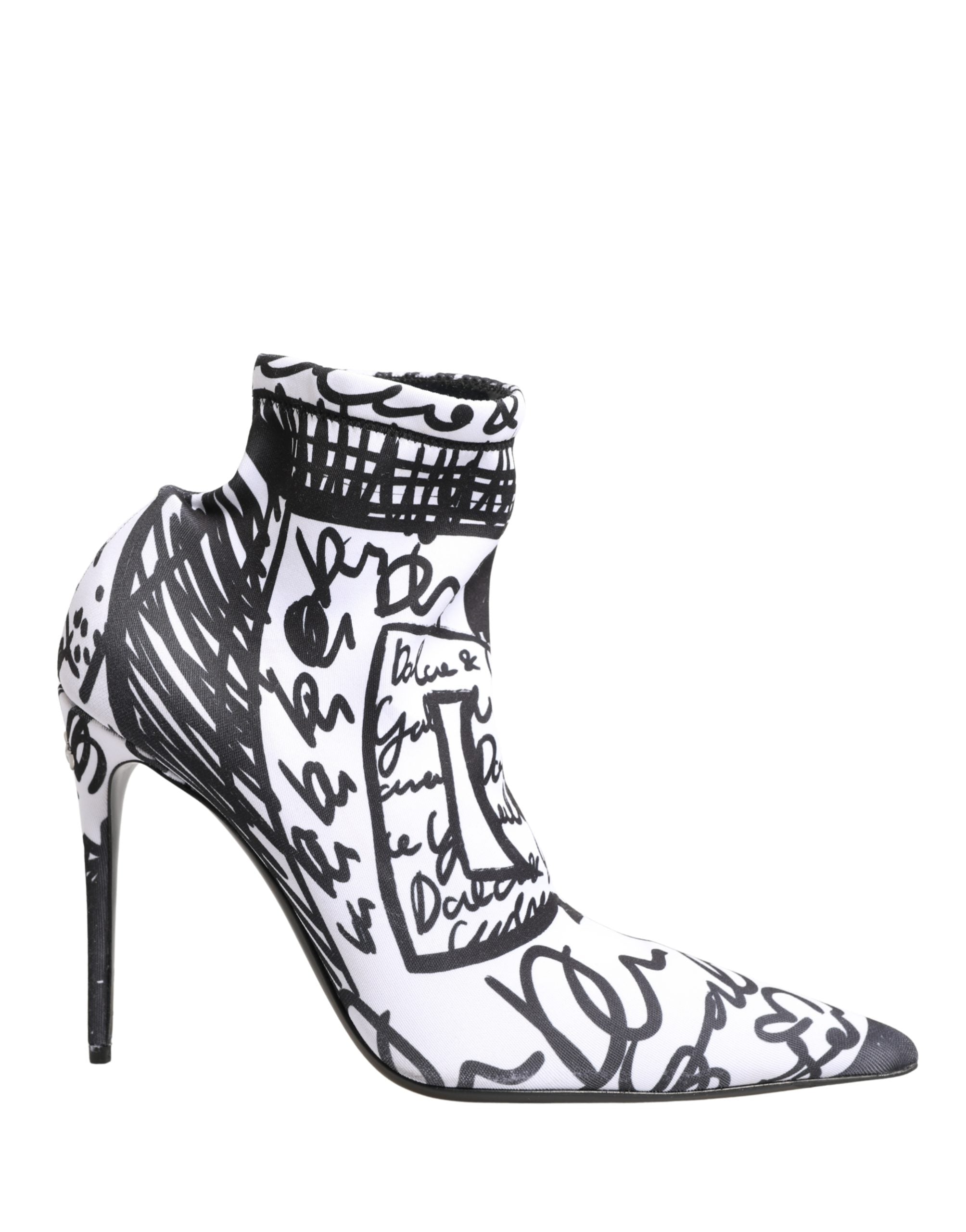 White Graffiti Stretch Ankle Boots Shoes