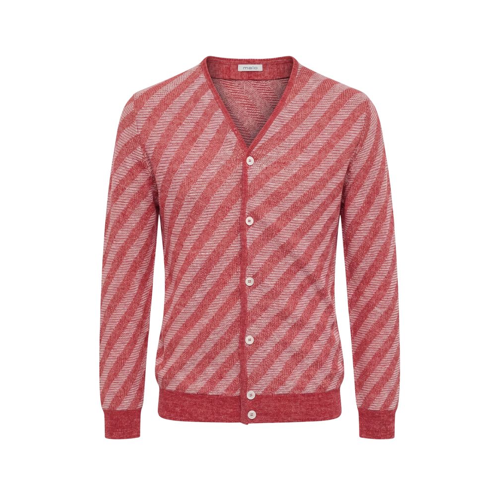 Red Linen Men Cardigan