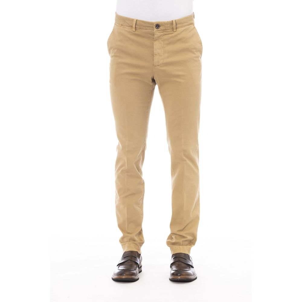 Beige Cotton Men Pants