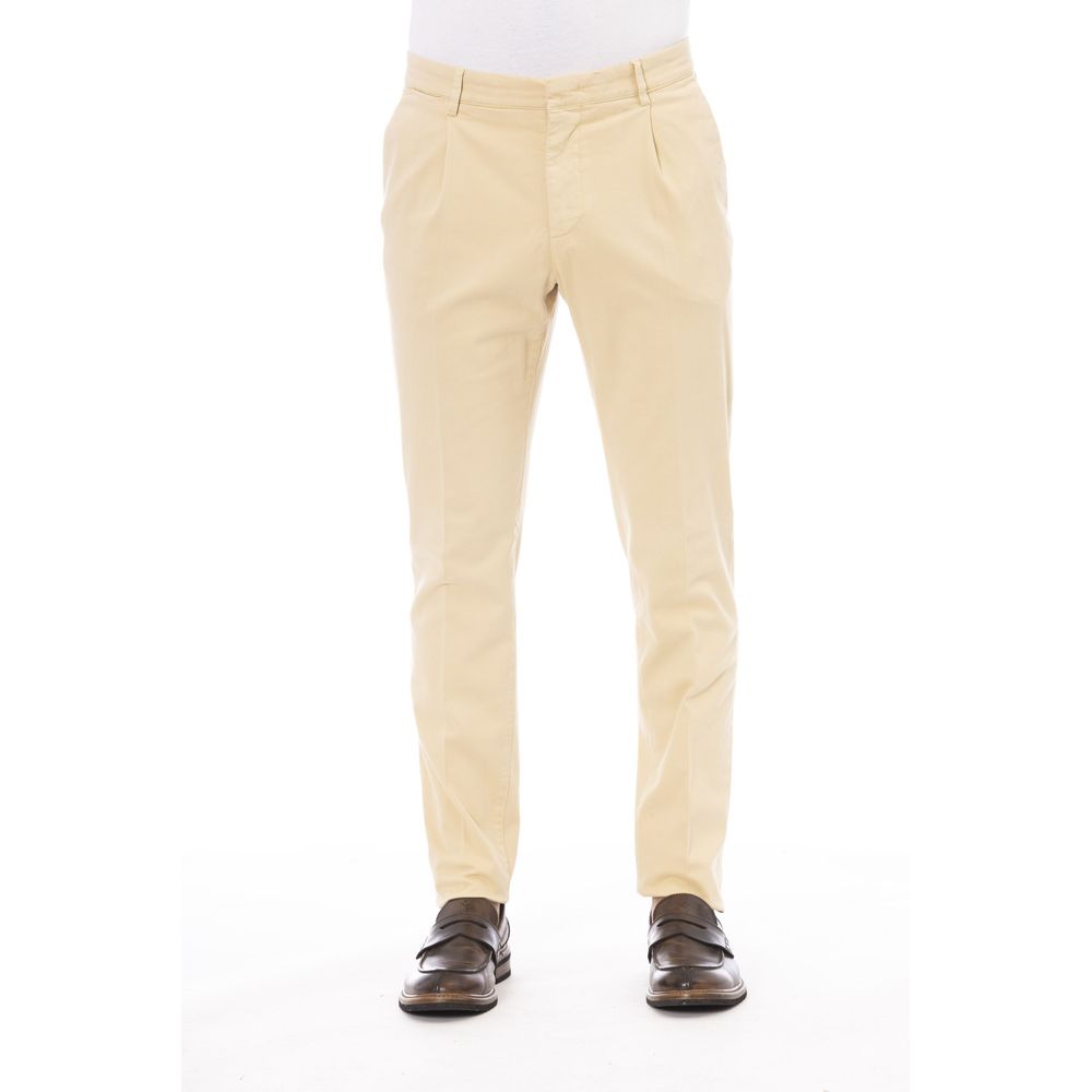 Beige Cotton Men Pants