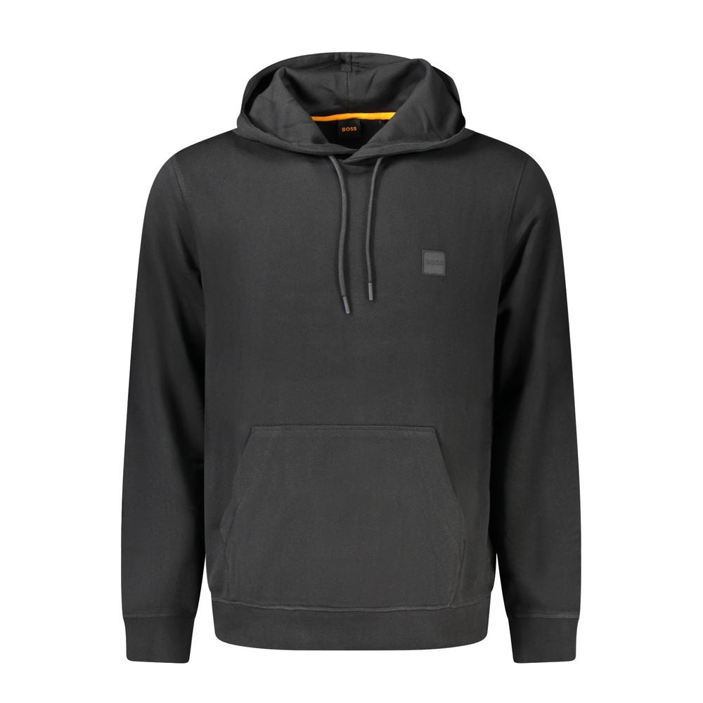 Black Cotton Men's Hooded Sweatshirt
