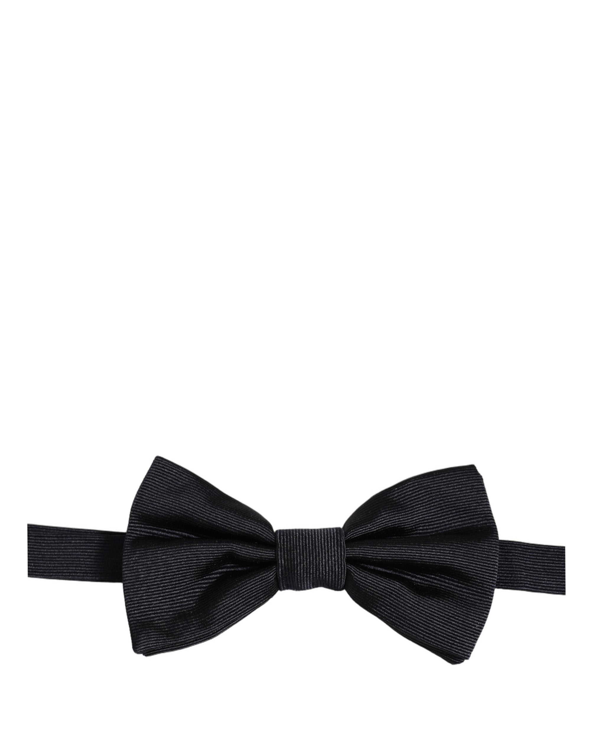 Men Dark Blue 100% Silk Adjustable Neck Papillon Bow Tie