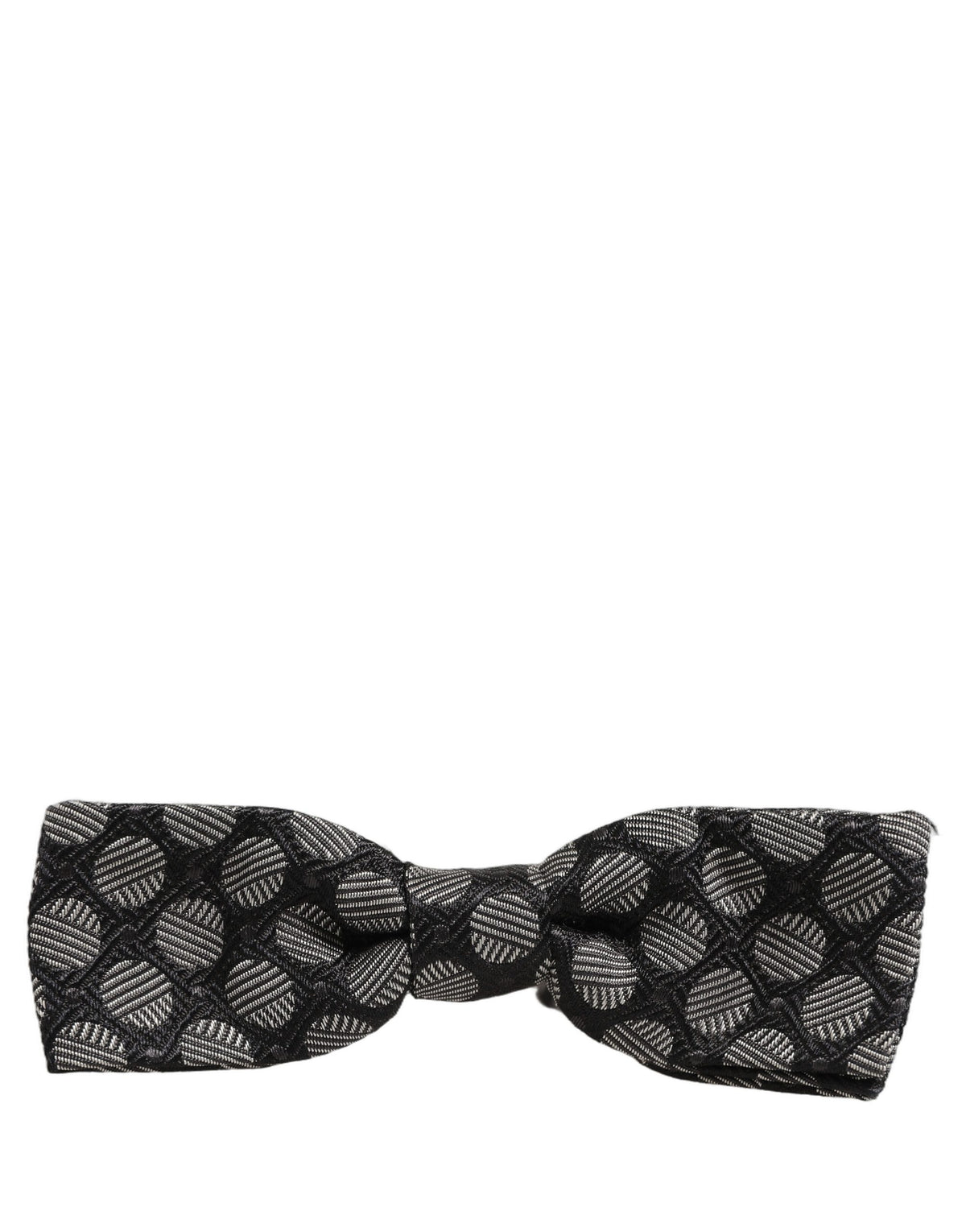 Dark Gray White Geometric Silk Adjustable Neck Papillon Bow Tie