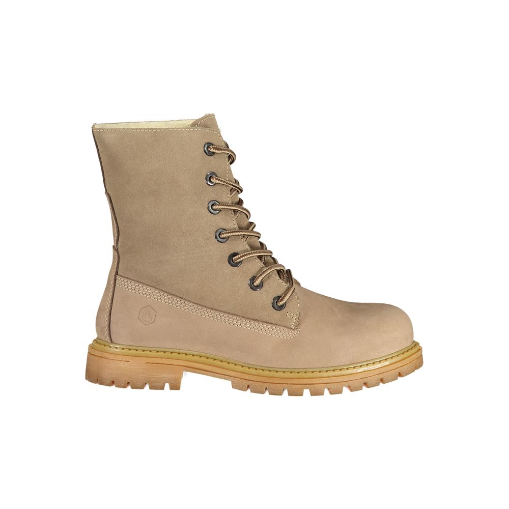 Beige Polyester Ankle Boots