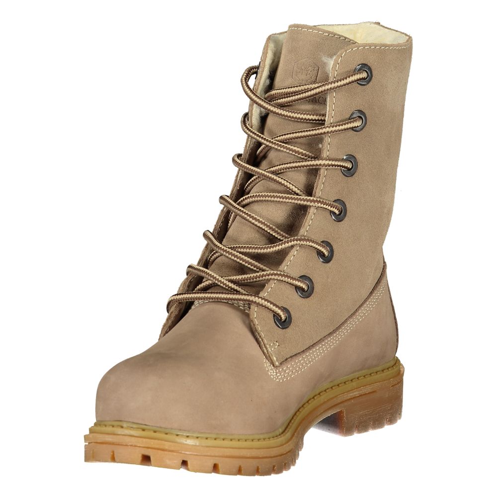 Beige Polyester Ankle Boots