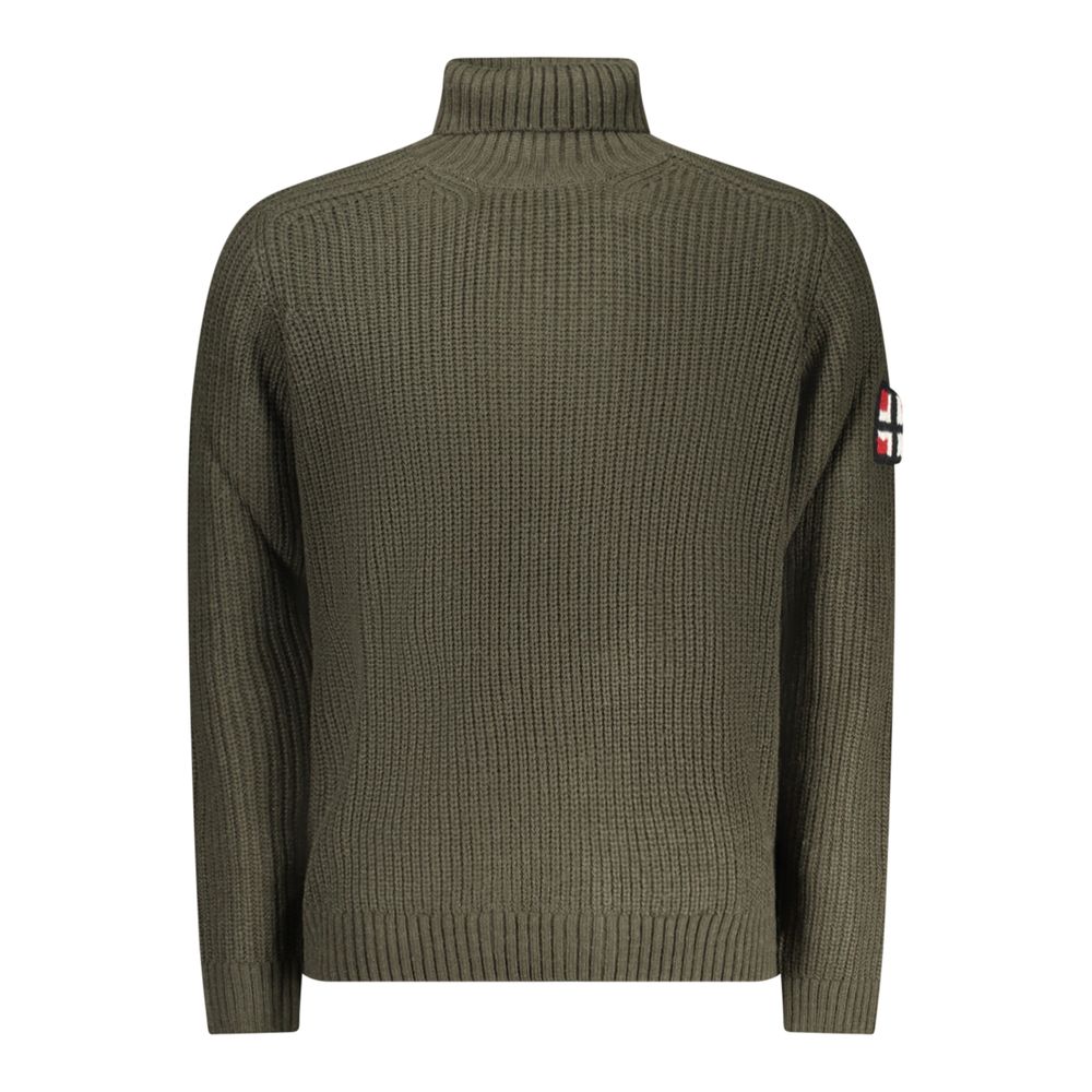 Green Wool Men Turtleneck Sweater