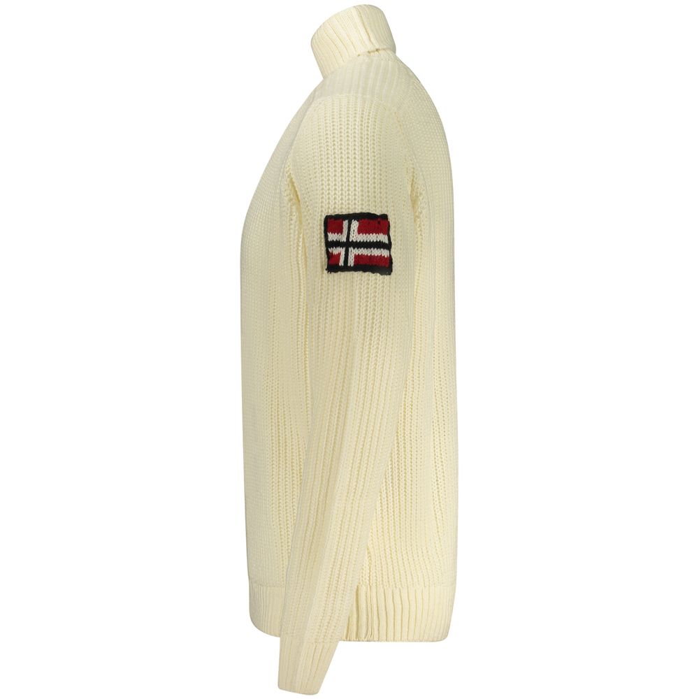 White Wool Men Sweater