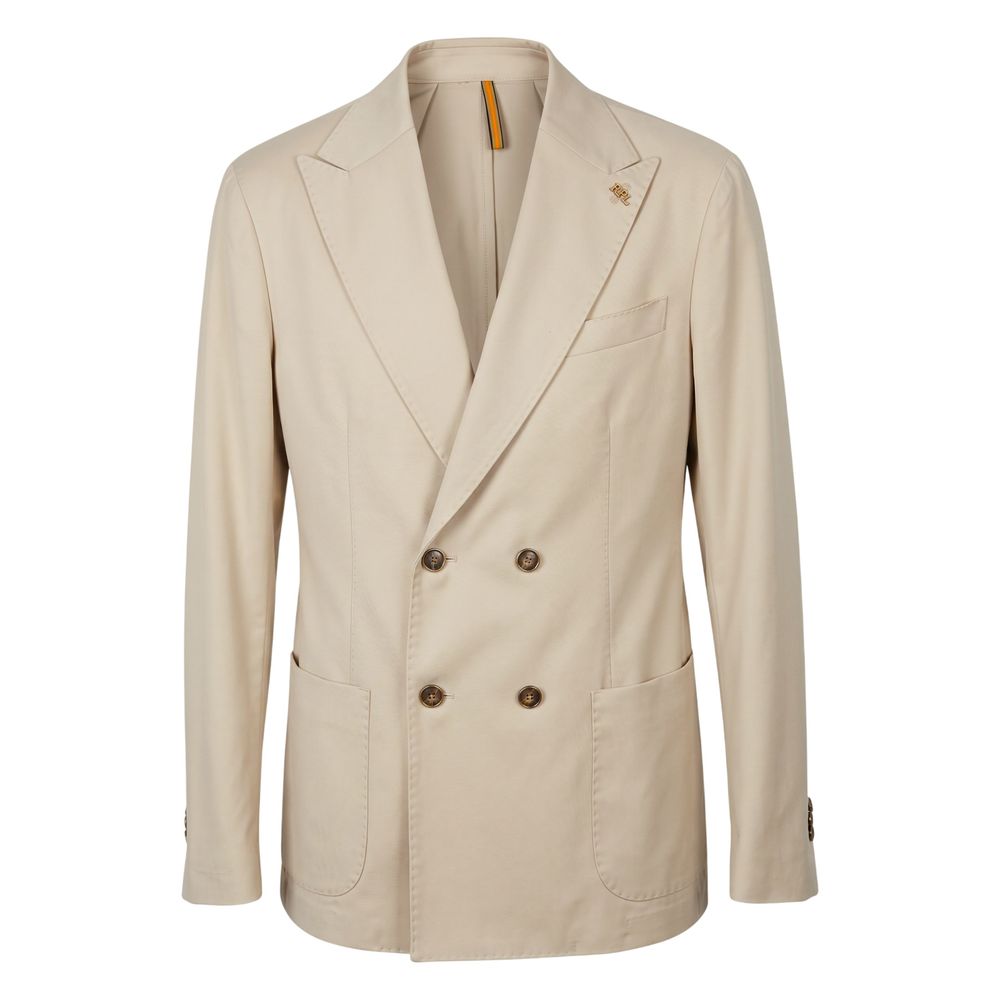 Beige Viscose Men Jacket