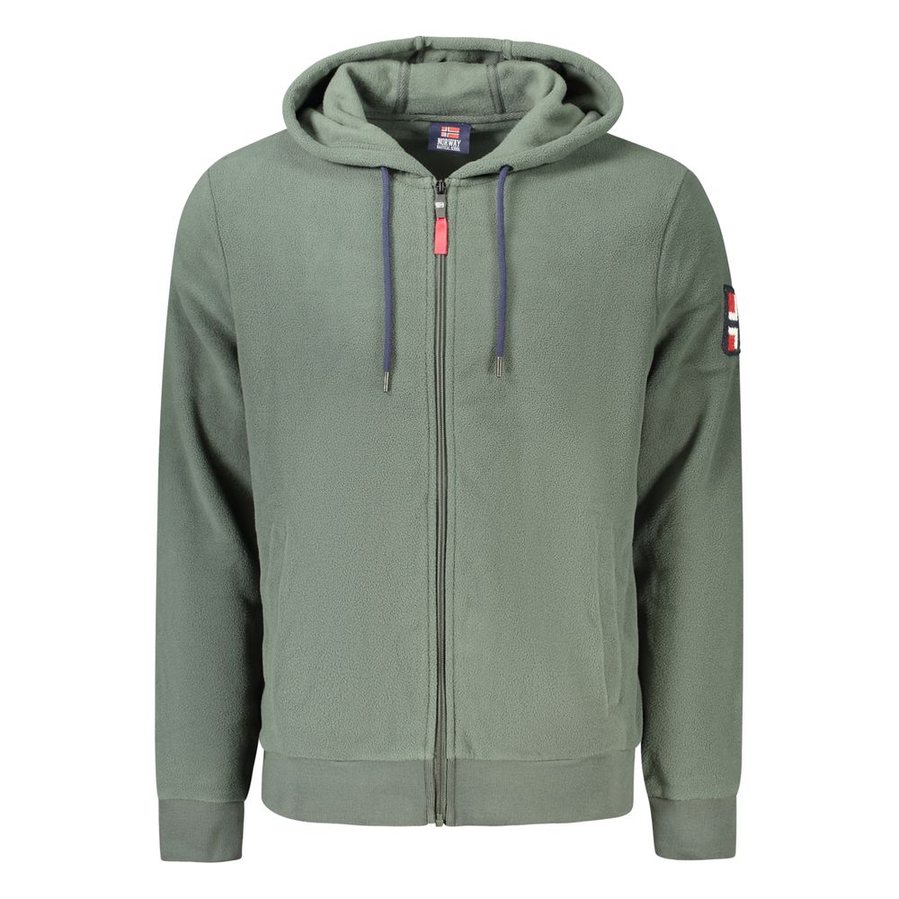 Green Polyester Men's Sweatshirt with Hood