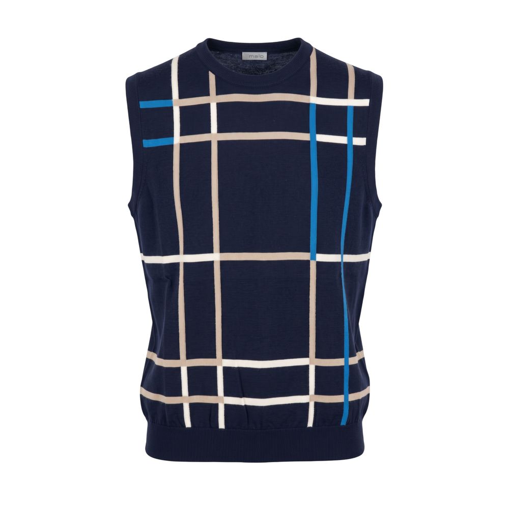 Blue Cotton Men Sweater