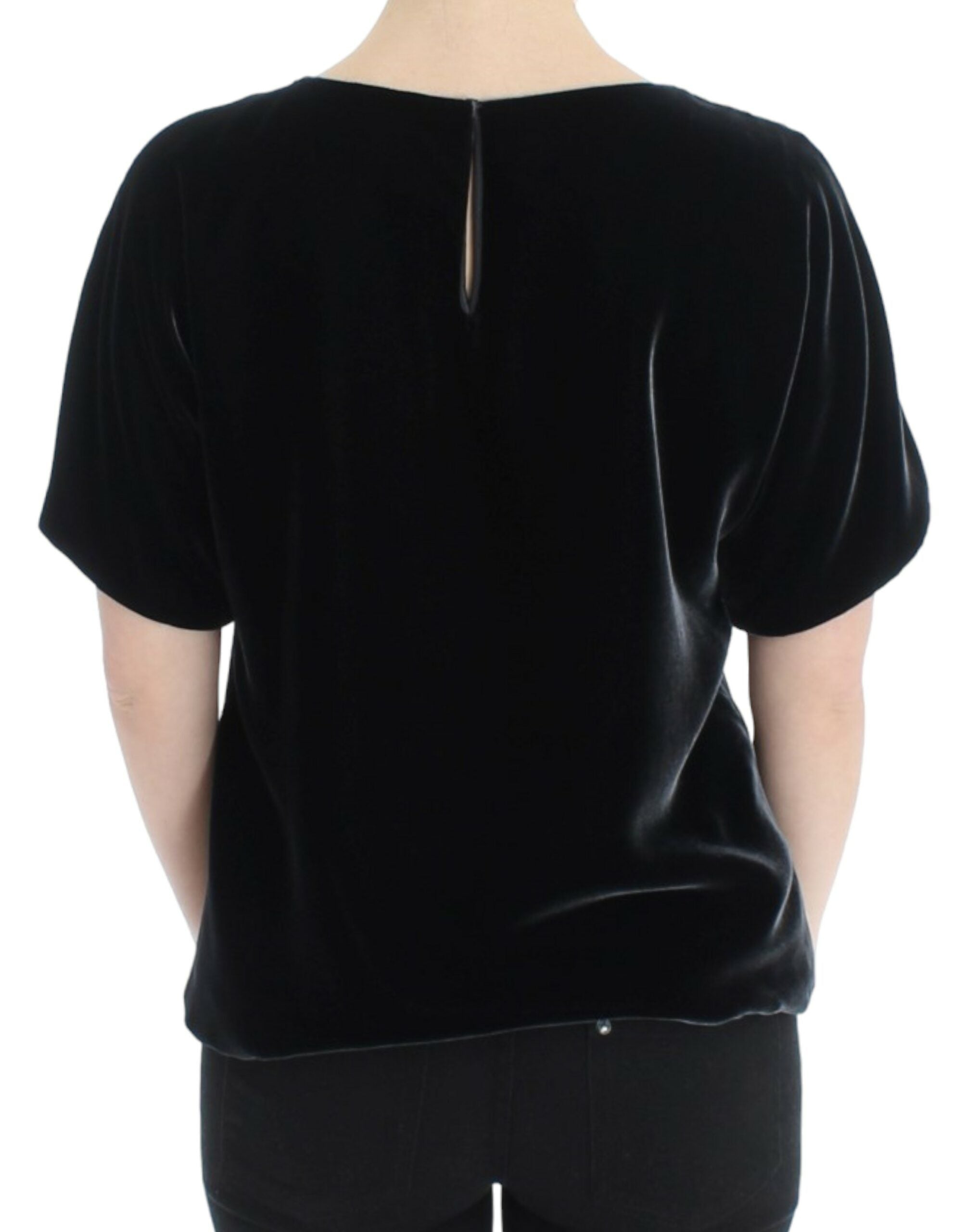 Black velvet shortsleeved blouse