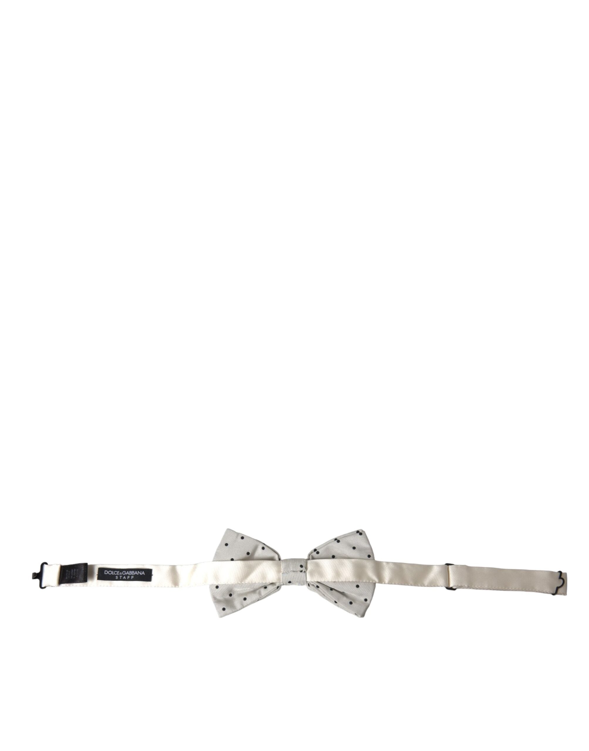 Gray Black Polka Dot Polyester Bow Tie Men