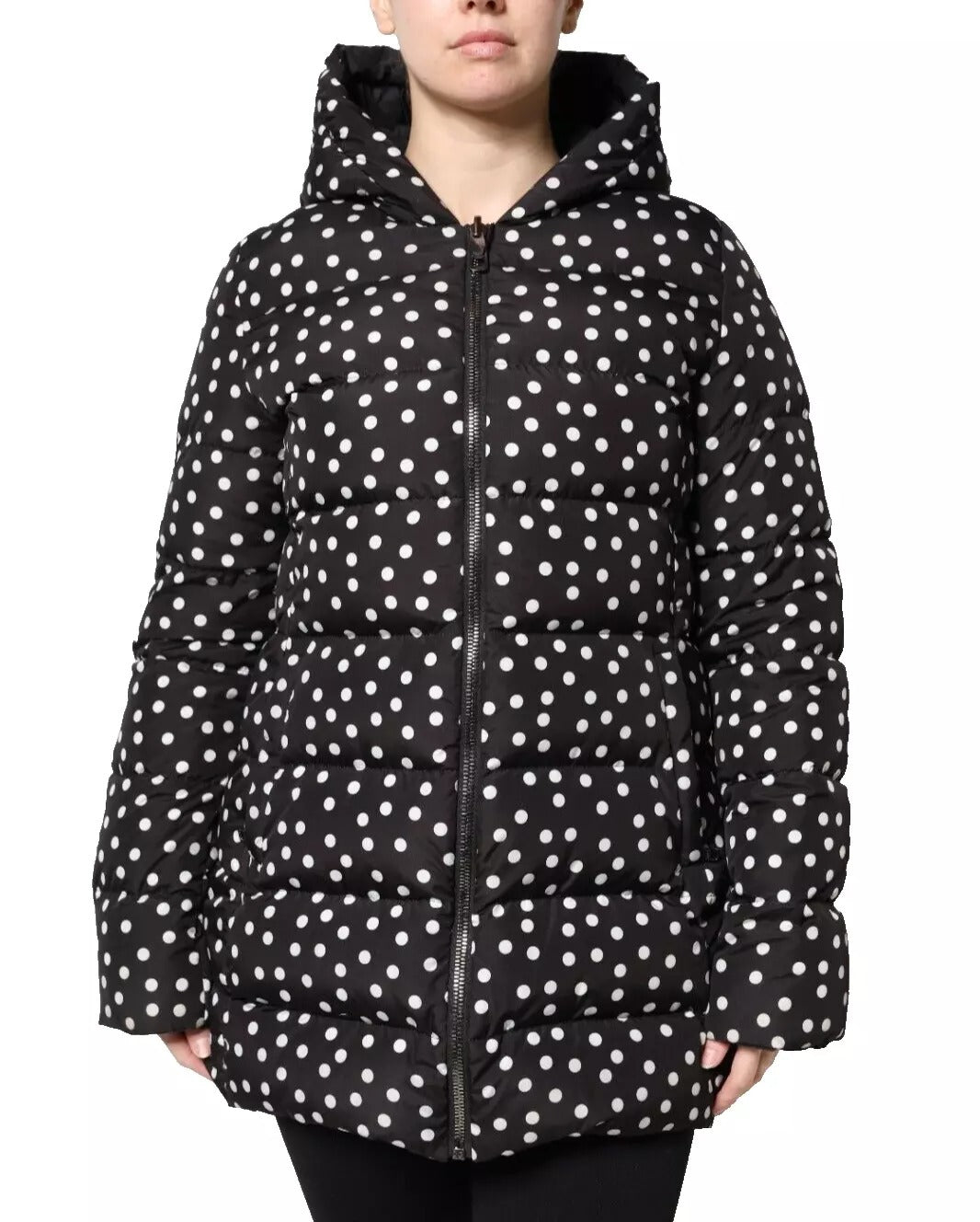 Black Polyester Hooded Reversible Jacket