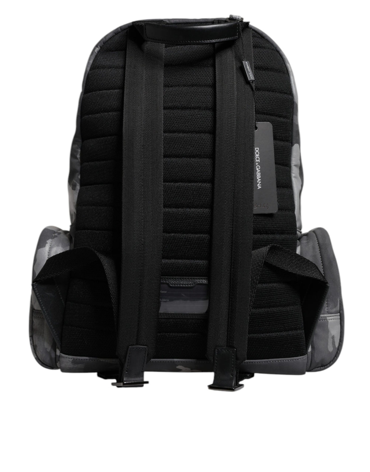 Gray Cotton Camouflage Logo Plaque Backpack Bag