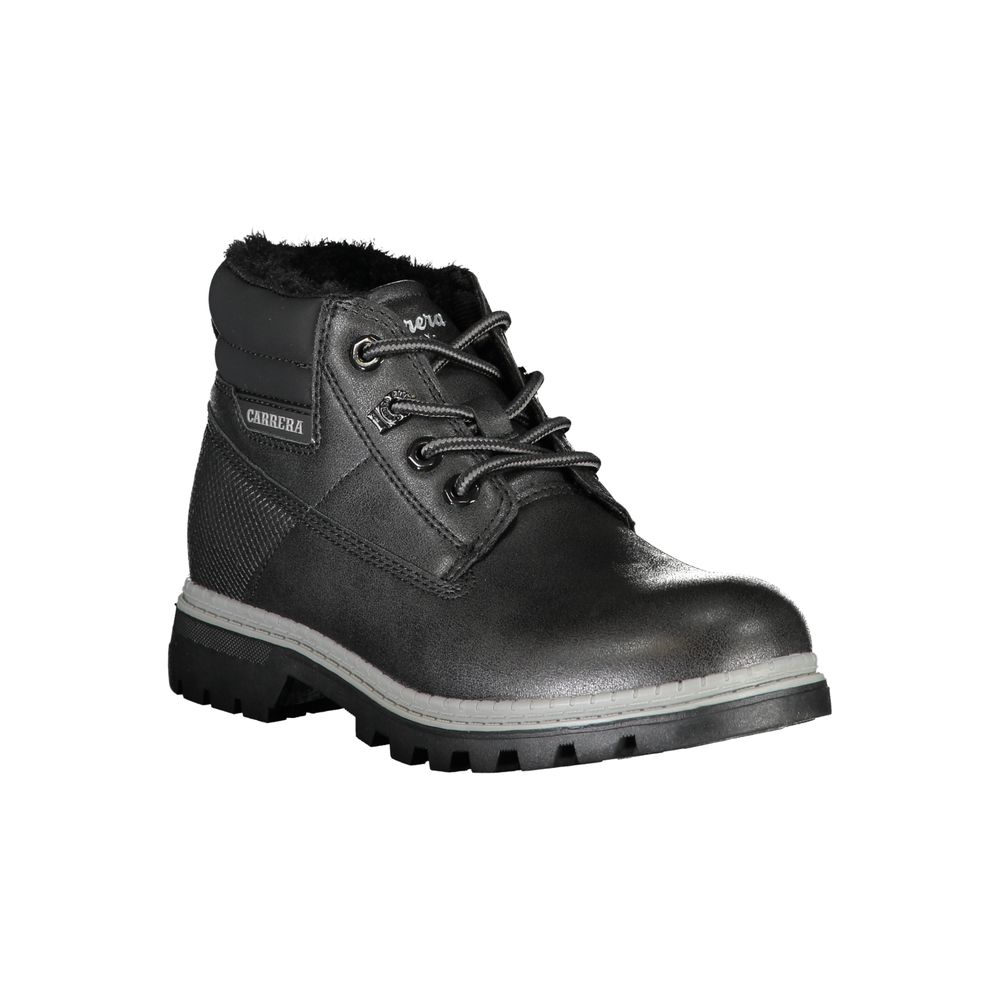 Black Polyurethane Women Ankle Boot