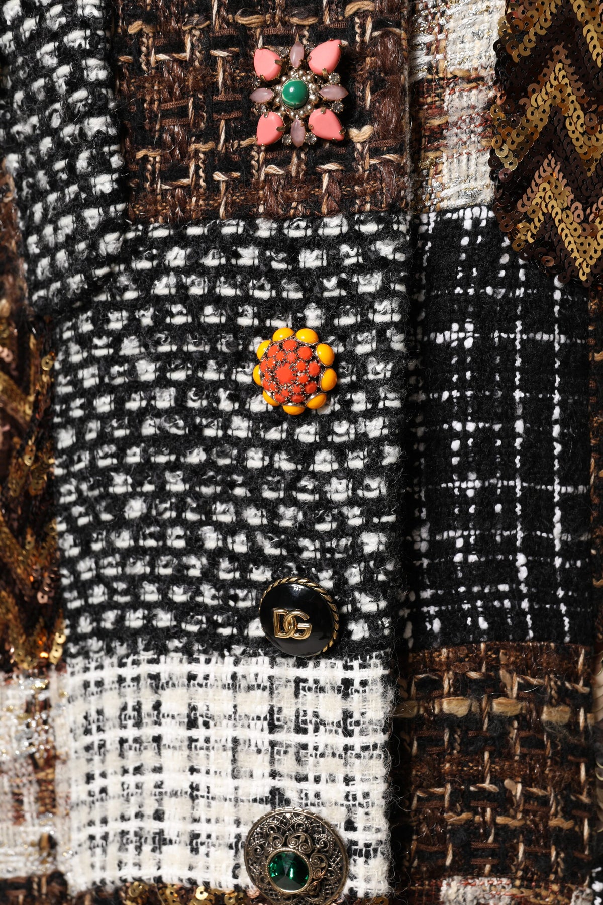 Multicolor Patchwork Button Down Jacket