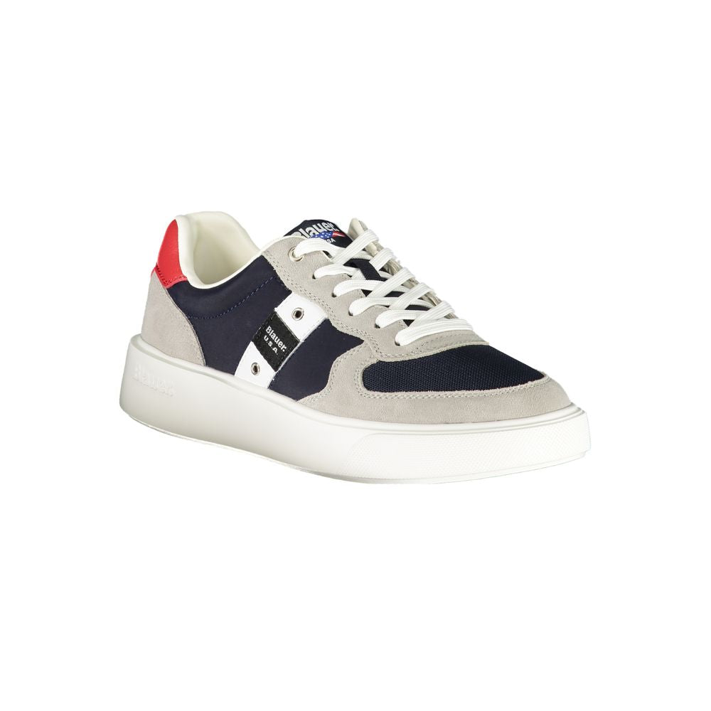Blue Polyurethane Men Sneaker