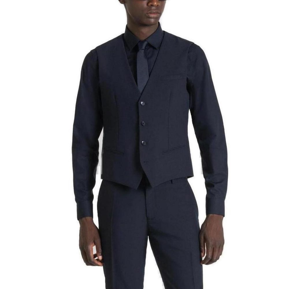 Blue Polyester Waistcoat