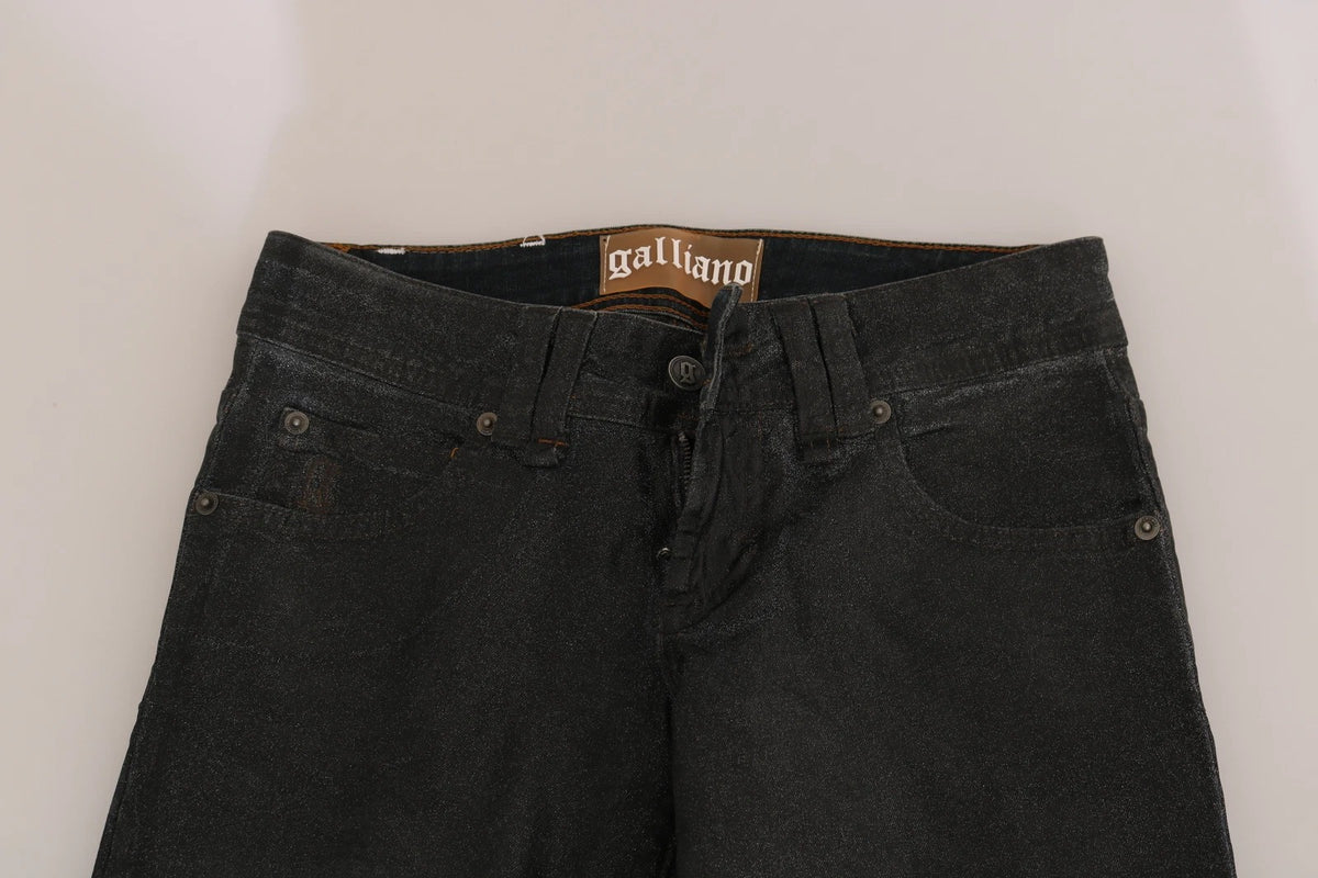 Black Washed Low Waist Regular Leg Denim Pants