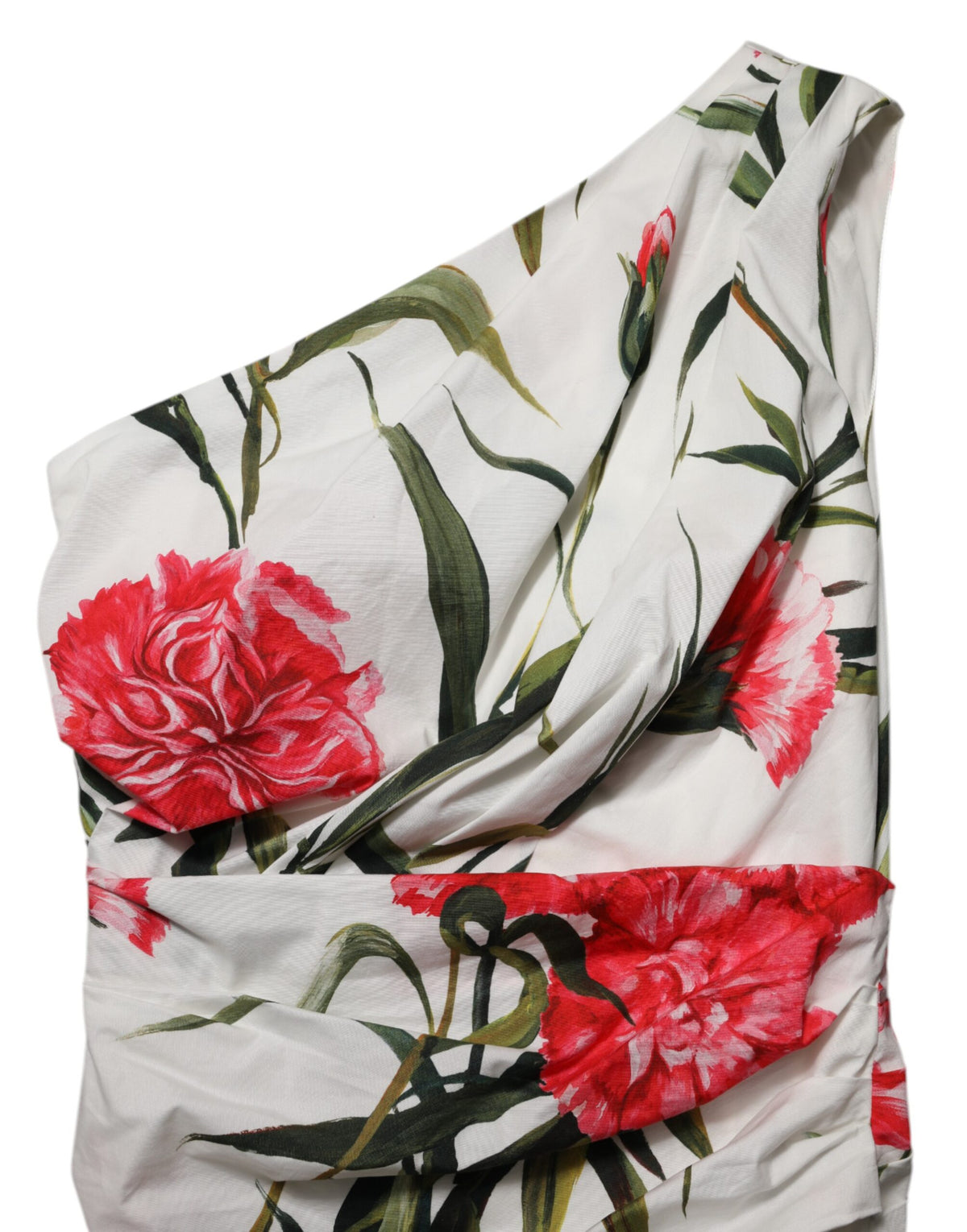 White Floral One Shoulder Sheath Dress