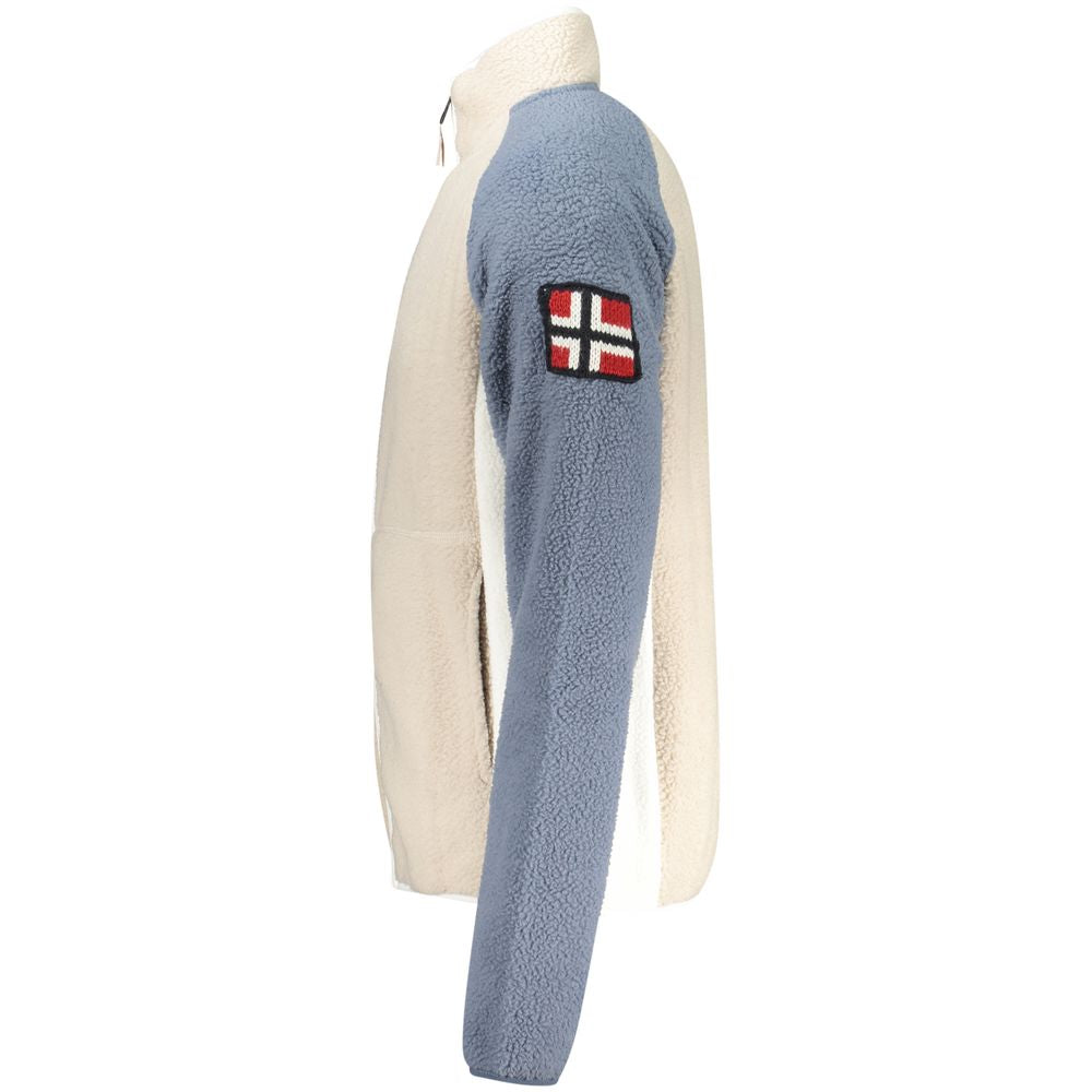 Beige Polyester Men Sweatshirt
